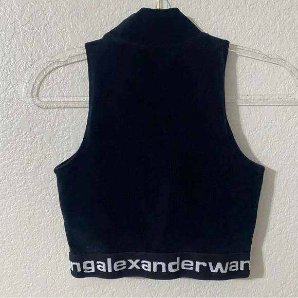 ALEXANDER WANG Mock Neck Tank in Stretch Corduroy Crop Tops